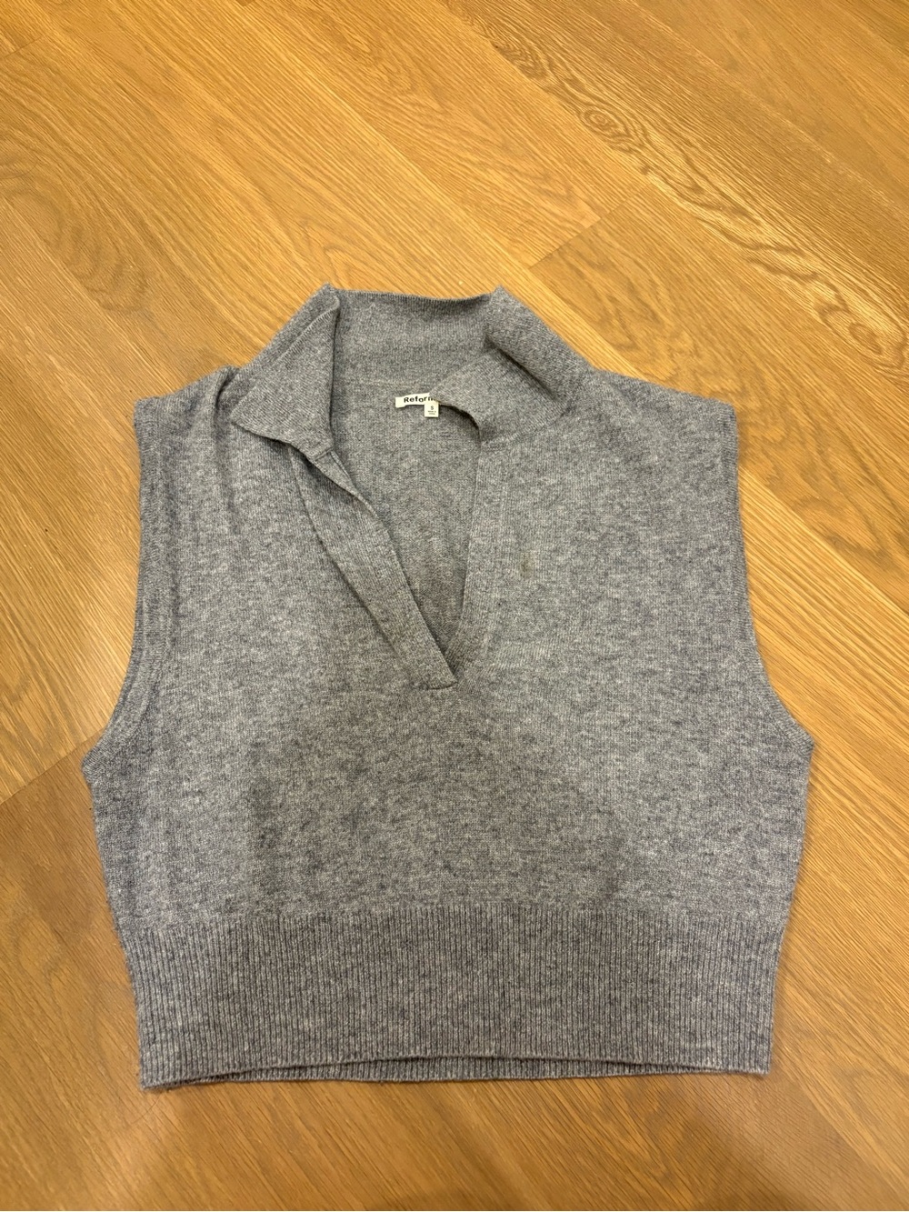 Reformation Gray V-Neck Sleeveless Polo Sweater Vest